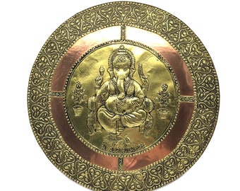 Plato de arte vintage Ganesh Thanjavur de 12 pulgadas, decoración de pared para dios indio, colgante