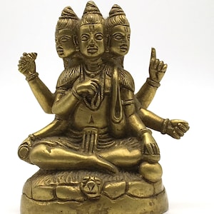 Dattatreya Statue | Hindu God Brahma Vishnu Maheshwara Vintage Sculpture  5&quot;