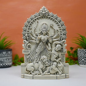 Durga Ma Hinduism Goddess Wall Hanging Plaque - Handmade Gifts 10.25"