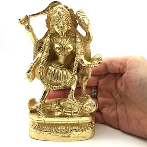 Kali Maa Statue | Hindu Goddess Divine Mother Gold Plated Figure -  5.75”