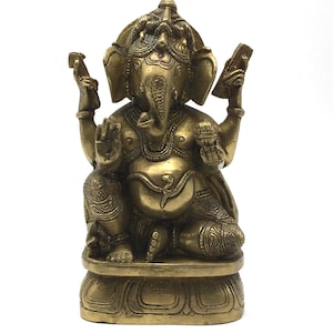 Vintage Lord Ganesh Moorti Statue | Hinduism God Brass Sculpture 6.5&quot;