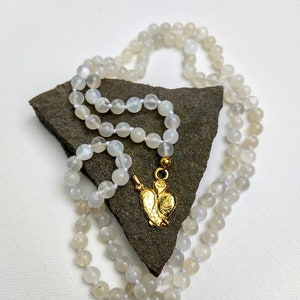 Sacred Heart Moonstone Mala Necklace 108 Beads | Spiritual Necklace Gift 32&quot;