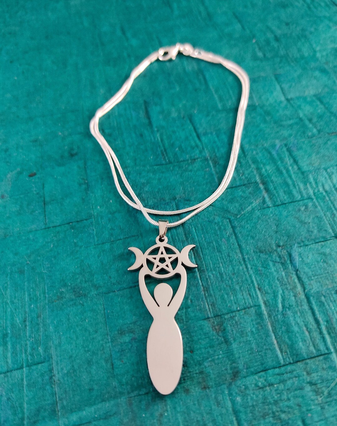 Goddess Necklace Amulet Triple Moon Goddess Wiccan Pagan Etsy