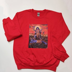 Goddess Kali Shiva Sweatshirt - Original Painting Hindu Gods Gift - Size XL