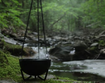 Hanging Black Cauldron Large Smudging Pot Coal Resin Incense Sage Burner