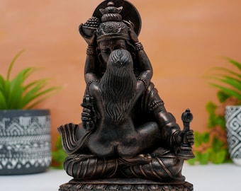 Statue Tantric Union Shiva Shakti Ganges Clay Handmade Lotus Yab Yum Buddha Altar Statue 8"
