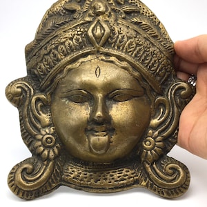 Vintage Gowri / Durga / Vara Lakshmi Devi Face Brass Statue