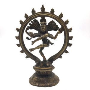 Vintage Brass Nataraj Statue | Dancing Lord Shiva  Sculpture - 7.75&quot;