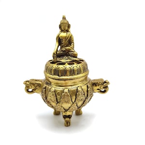 Buddha Censer Burner with Lid Charcoal Incense Sage Decorative Burner 6&quot;