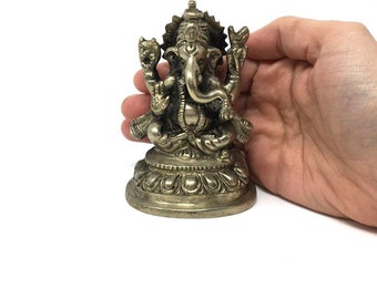 Vintage Ganesh Statue |Hindu Elephant God Obstacle Remover Deity - 4"