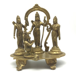 Ramdarbar Statue India Gods Brass Rama Sita Lakshmana Hanuman 7.5&quot;