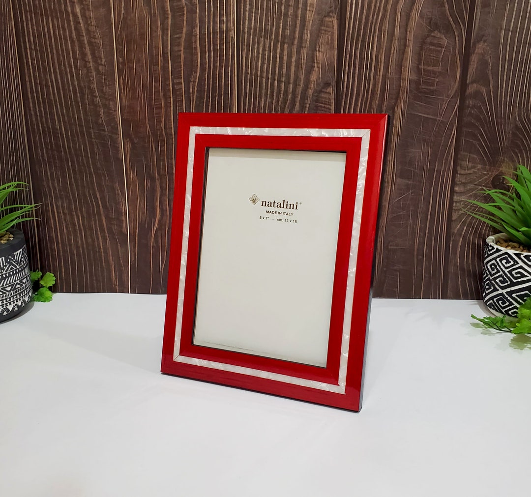 Natalini Handmade Wooden Picture Frame Mother of Pearl Inlay 5x7 Home