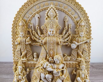 Mata Durga with Saraswati Lakshmi Shiva Rama Ganesha | Handmade Home Altar