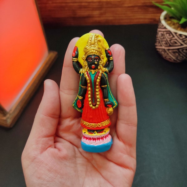 Miniature Hindu Goddess Kali Travel Size Statues - Clay Handmade