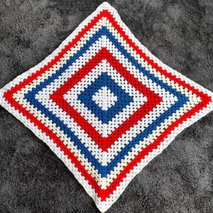 Vintage Handmade Square Granny Afghan Crochet Sofa Blanket Throw  - 34"x34"