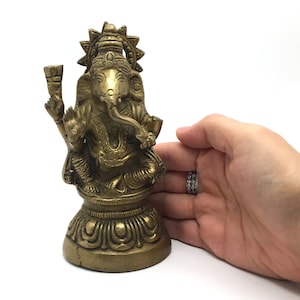 Vintage Lord Ganesh Statue | Hinduism God Brass Sculpture - 6&quot;