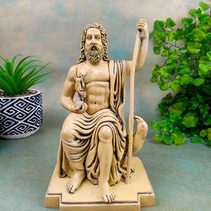 Zeus Greek God Statue Roman Jupiter King Altar Statue Handmade 8.25&quot; Vintage