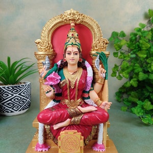 Hindu Goddess Lalitha Statue |  Tripura Sundari Lalita Devi Deity - 9.25&quot; Vintage