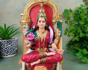 Hindu Goddess Lalitha Statue |  Tripura Sundari Lalita Devi Deity - 9.25&quot; Vintage