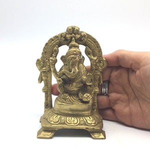4.5&quot; Tall Vintage Lord Ganesh Statue | Hinduism God Brass Sculpture