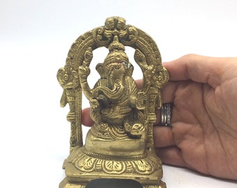 4.5" Tall Vintage Lord Ganesh Statue | Hinduism God Brass Sculpture