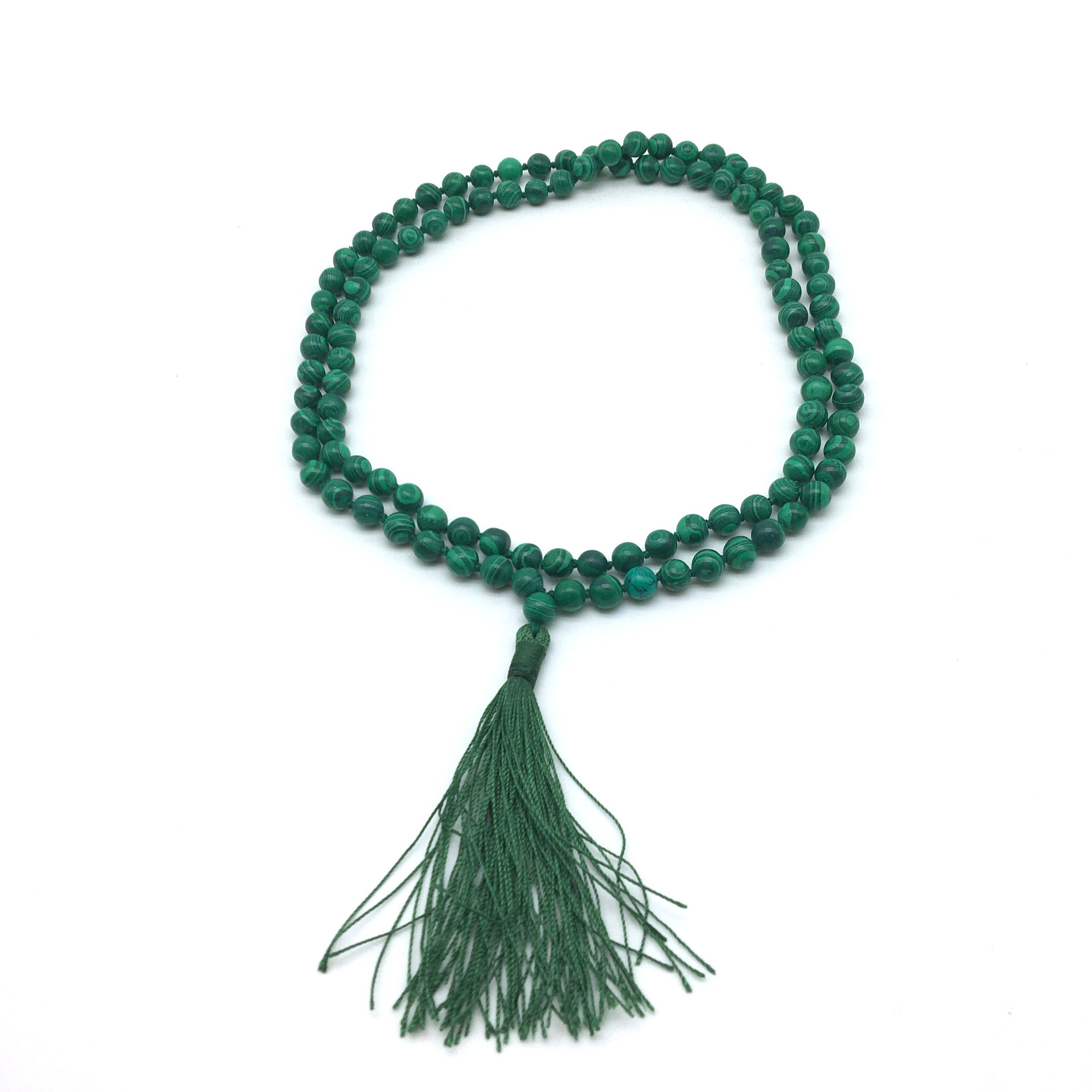 Malachite Prayer Beads Chanting Mala Beautiful 108 Knotted - Etsy