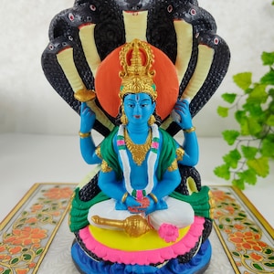 Lord Vishnu Statue | Ganges Clay Handmade HIndu God Vishnu Statue Idol -  7.5&quot; Vintage