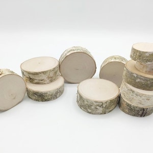 Set mit 20 geschliffenen Birkenholzscheiben, Durchmesser individuell 3–10 cm und Dicke 1–3 cm, Naturholzscheiben für Bastelarbeiten, DIY-Dekorationen und Hochzeitsdekoration