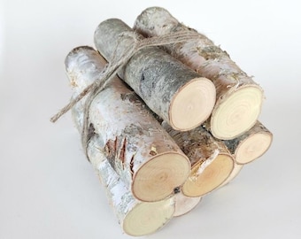 Set of 8 Mini White Birch Logs – Decorative Firewood for Hearth & Mantel – Natural Rustic Home Decor – Sustainably Harvested