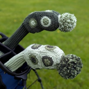 Patrón de crochet: Fundas para palos de golf &quot;Abuela en el Green&quot; / Descarga digital en PDF