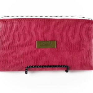 Cartera clásica con cremallera - Piel sintética de cocodrilo - Cierre de cremallera de metal - Regalo para su mamá abuela - Cartera de mano de gran tamaño