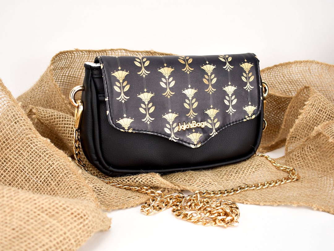 Classy Crossbody Purse - Elegant Cluch Purse - Gold and Black - Gold ...