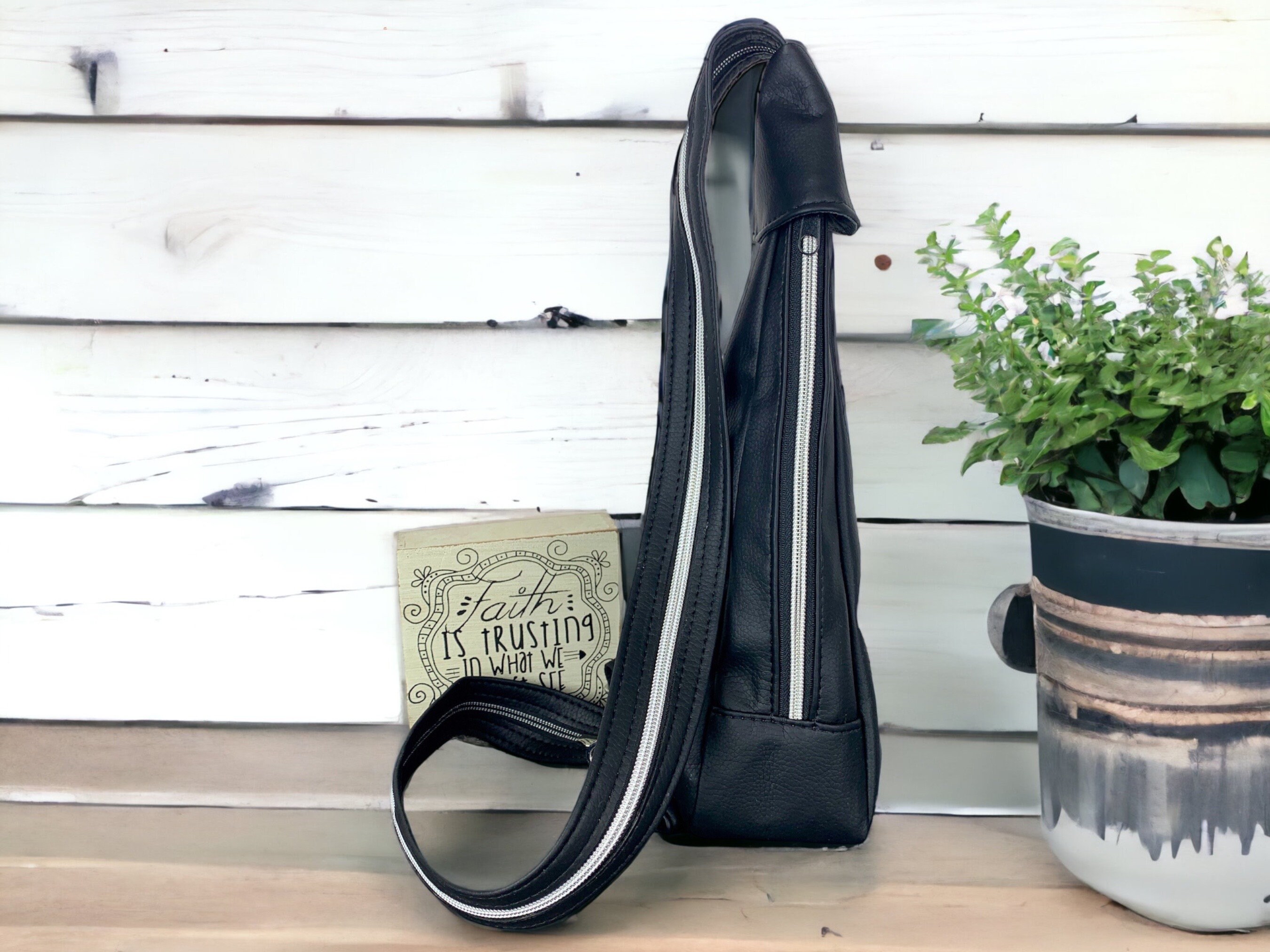Vegan Leather Convertible Sling Backpack with 2 Pockets, One Size Nyra Convertible Backpack Purse | Vegan Leather Backpack  main image 4