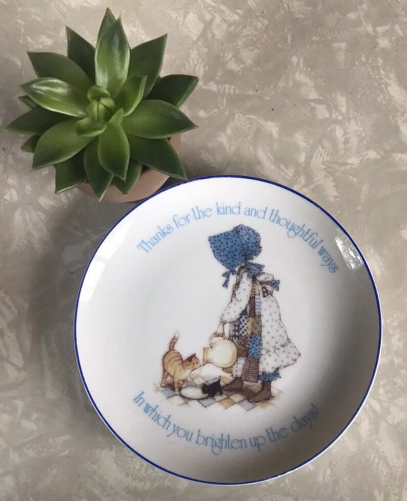 VINTAGE HOLLY HOBBIE /"THANKS FOR THE KIND /& THOUGHTFUL WAYS/" PLATE JAPAN
