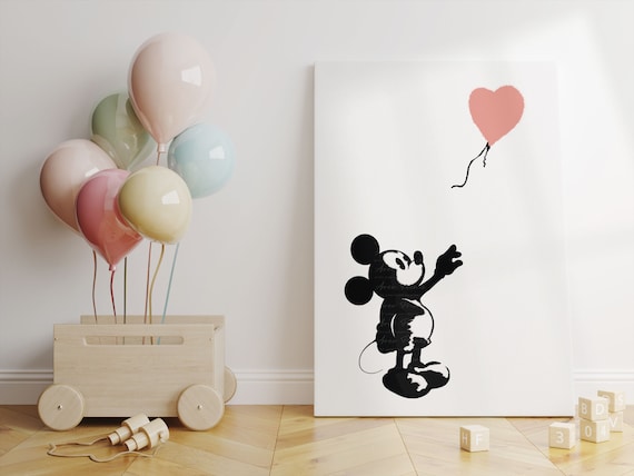 Banksy Mickey Mouse Print: Graffiti Balloon Art, Nursery Decor - Etsy