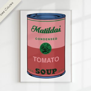 CAMPBELL SOUP x WARHOL nome personalizado letra personalizada arte digital | Gráfico colorido para impressão moderno pop art berçário família crianças sala de jogos