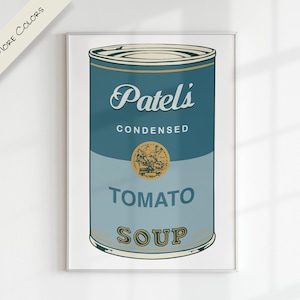 CAMPBELL SOUP x WARHOL nome personalizado letra personalizada arte digital | Gráfico colorido para impressão moderno pop art berçário família crianças sala de jogos