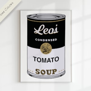 CAMPBELL SOUP x WARHOL nome personalizado letra personalizada arte digital | Gráfico colorido para impressão moderno pop art berçário família crianças sala de jogos