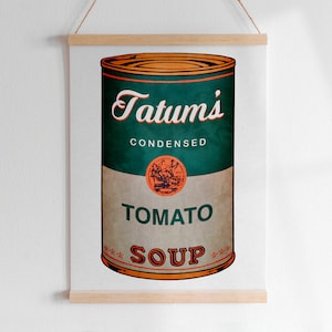 SOPA WARHOL EM AQUARELA, Nome Personalizado, Letra Personalizada, Arte Digital | Arte Pop Moderna Campbell's Colorida para Imprimir, Quarto Infantil