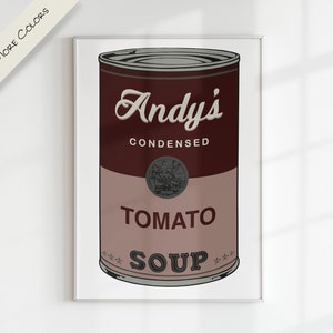 CAMPBELL SOUP x WARHOL nome personalizado letra personalizada arte digital | Gráfico colorido para impressão moderno pop art berçário família crianças sala de jogos