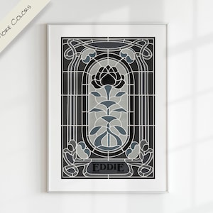 Arte dos fãs de Stranger Things Eddie Munson | Nome personalizado carta personalizada arte digital imprimível preto mínimo gráfico moderno retro impressão de cartaz