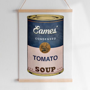 SOPA WARHOL EM AQUARELA, Nome Personalizado, Letra Personalizada, Arte Digital | Arte Pop Moderna Campbell's Colorida para Imprimir, Quarto Infantil