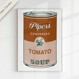 CAMPBELL SOUP x WARHOL Nome personalizado Carta personalizada Arte digital | Arte pop moderna gráfica colorida para impressão Berçário Família Crianças Sala de jogos
