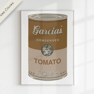 CAMPBELL SOUP x WARHOL Nome personalizado Carta personalizada Arte digital | Arte pop moderna gráfica colorida para impressão Berçário Família Crianças Sala de jogos