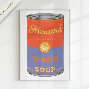 CAMPBELL SOUP x WARHOL nome personalizado letra personalizada arte digital | Gráfico colorido para impressão moderno pop art berçário família crianças sala de jogos