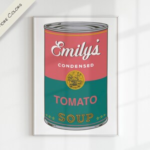 CAMPBELL SOUP x WARHOL nome personalizado letra personalizada arte digital | Gráfico colorido para impressão moderno pop art berçário família crianças sala de jogos