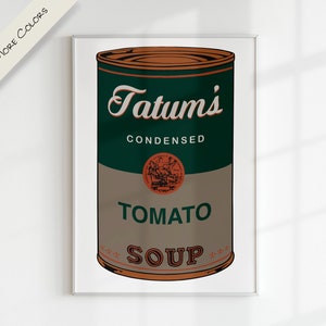 CAMPBELL SOUP x WARHOL nome personalizado letra personalizada arte digital | Gráfico colorido para impressão moderno pop art berçário família crianças sala de jogos