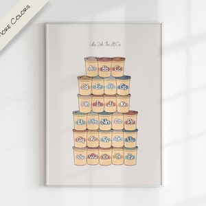 PLAY-DOH Alphabet Burnt Orange Rainbow ABC Digital Art | Educational Printable Montessori School Modern Colorful Dough Nursery Kids Playroom