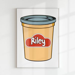 WARHOL x PLAY-DOH com nome personalizado letra personalizada arte digital | Sala de jogos infantil para berçário de massa colorida moderna com gráfico Montessori para impressão