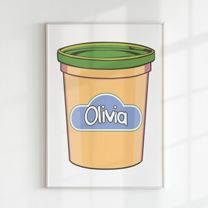 WARHOL x PLAY-DOH com nome personalizado letra personalizada arte digital | Sala de jogos infantil para berçário de massa colorida moderna com gráfico Montessori para impressão